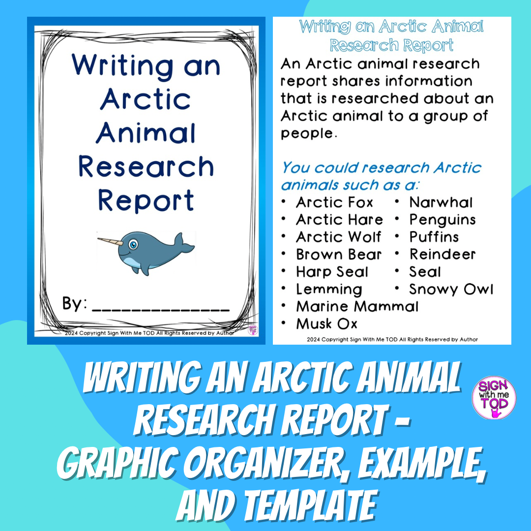 Writing an Arctic Animal Research Report Graphic Organizer, Example, & Template