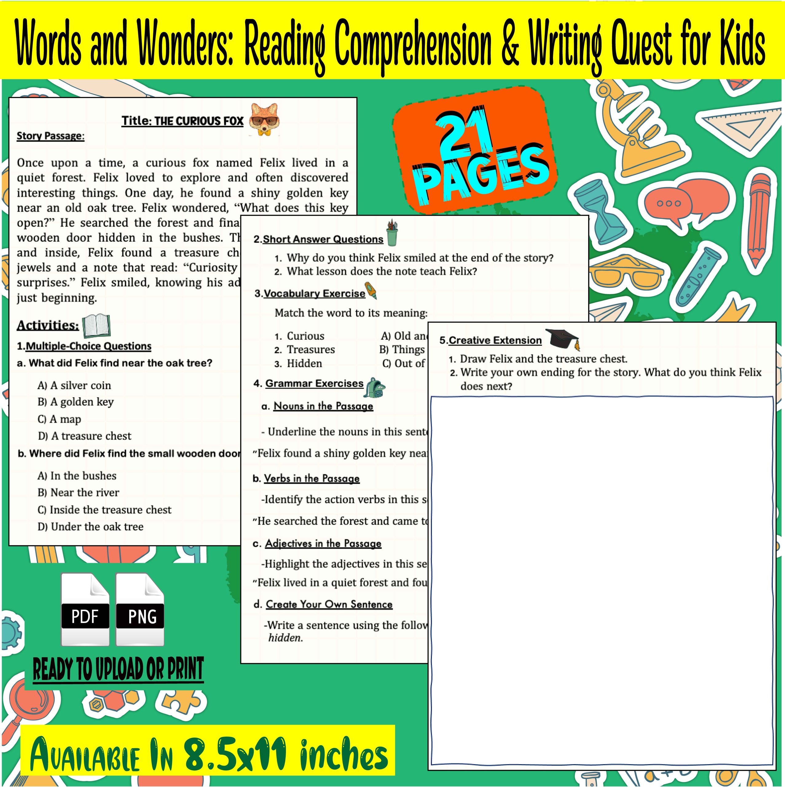 Words and Wonders: Reading Comprehension & Writing Quest for Kids.