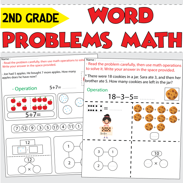 2nd Grade Word Problems with 2 steps | Task Cards for Addition and ...