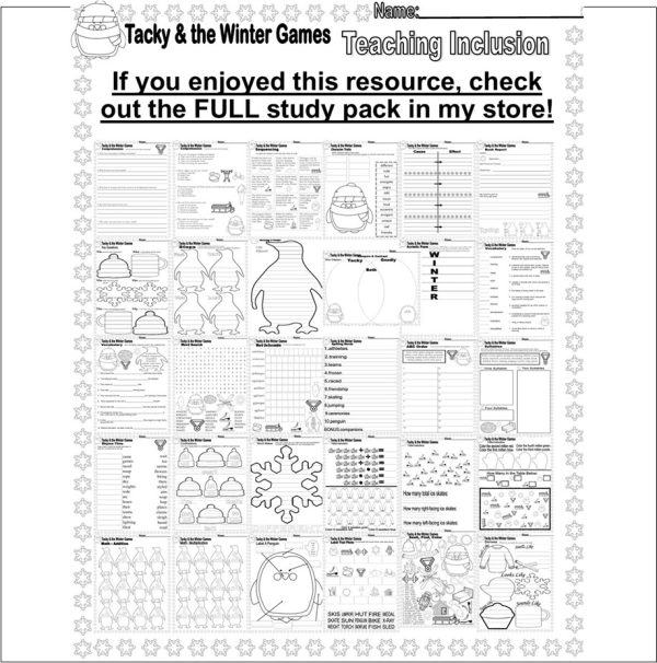 Tacky and the Winter Games Reading Comprehension Test Quiz & Story ...