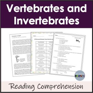 Vertebrates and Invertebrates Reading Comprehension Sort Worksheets
