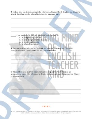 To Kill a Mockingbird Chapter 19 Close Reading Analysis Worksheet ...
