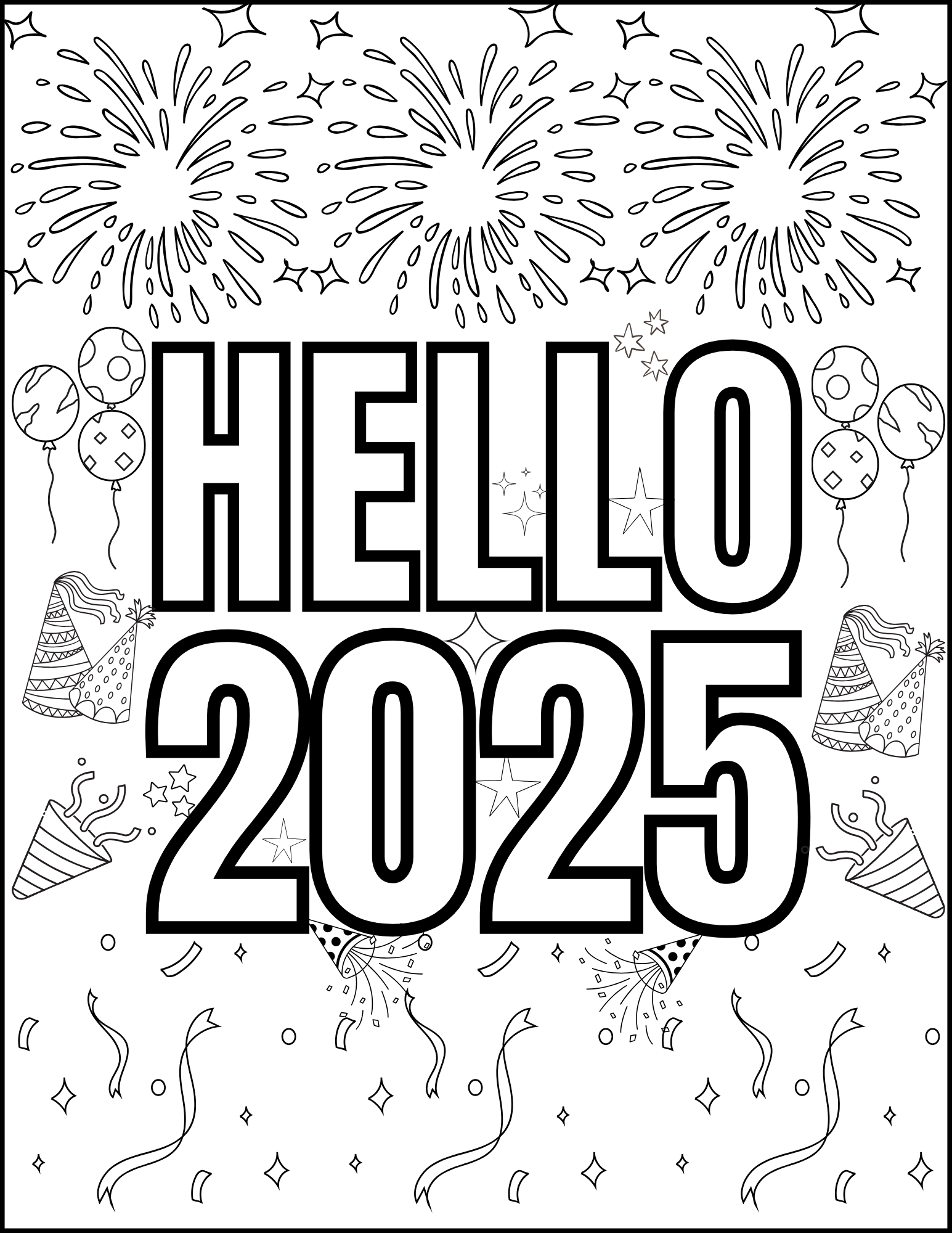 Hello 2025: A Festive New Year Coloring Adventure
