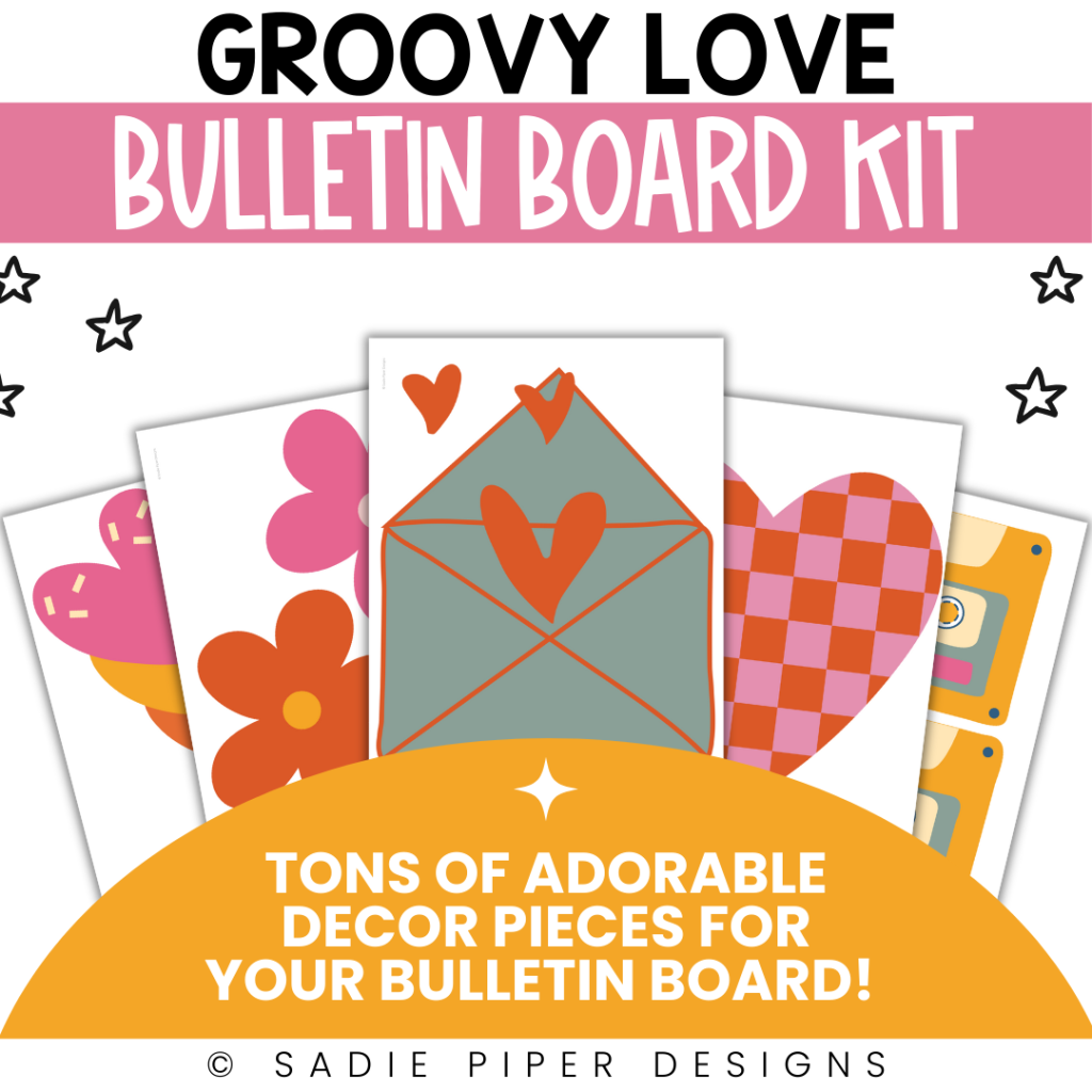 Vintage Retro Groovy Valentines Day Bulletin Board February Door Decor ...