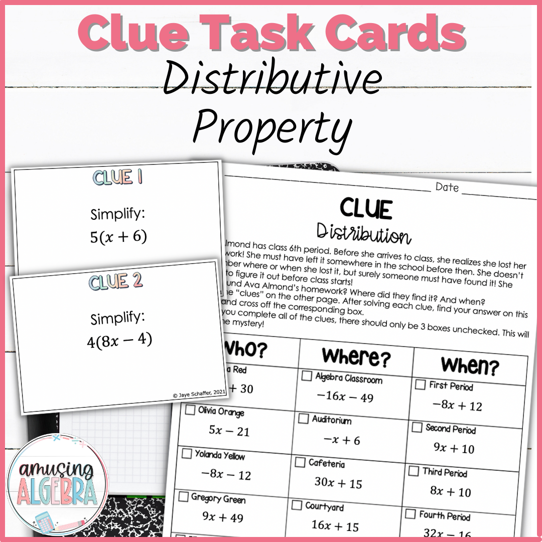 Distribution Clue Mystery Task Cards Activity