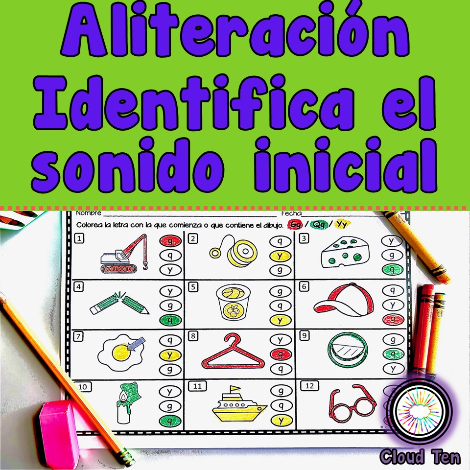 Aliteracion - Identifica el sonido inicial PreK - Conciencia fonologica