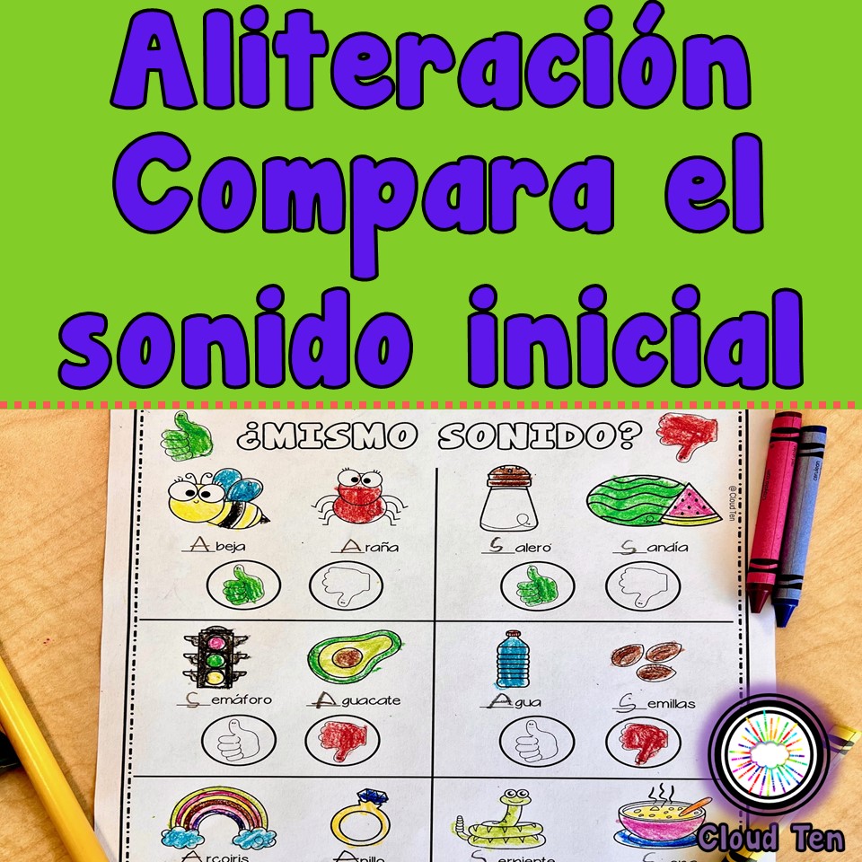 Aliteracion - Compara el sonido inicial Pre - K - Conciencia fonologica