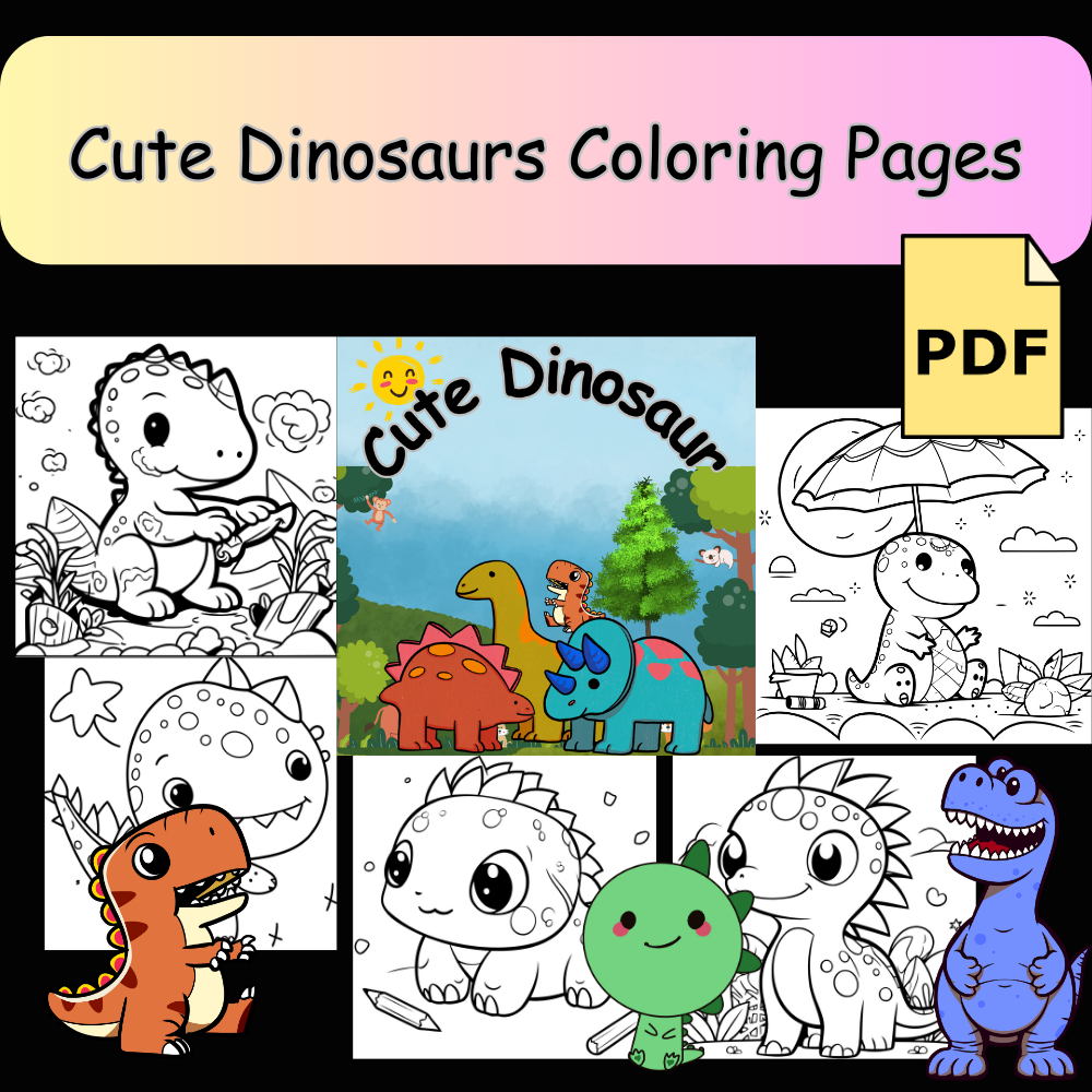 Cute Dinosaurs Coloring Pages