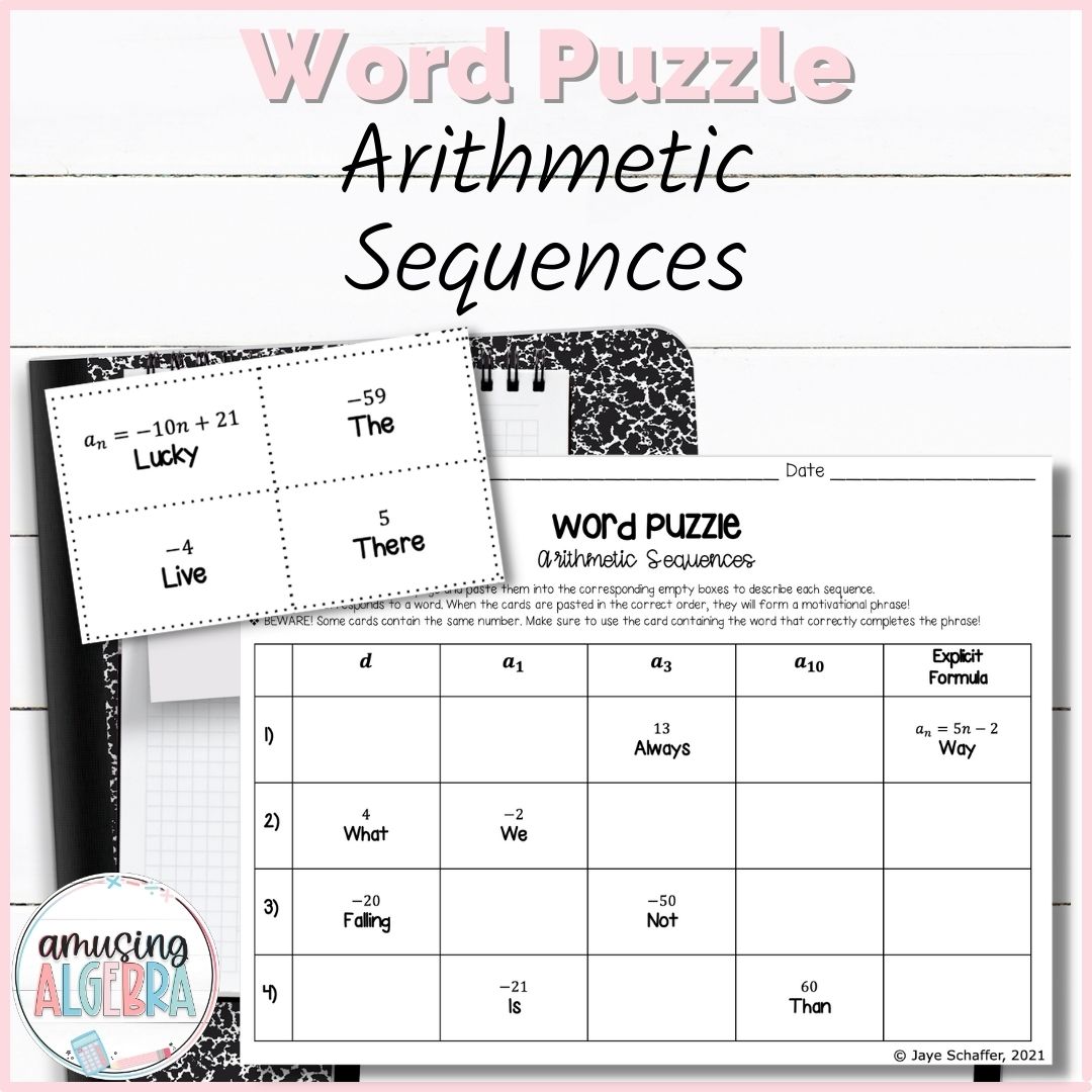 Arithmetic Sequences Mystery Word Puzzle