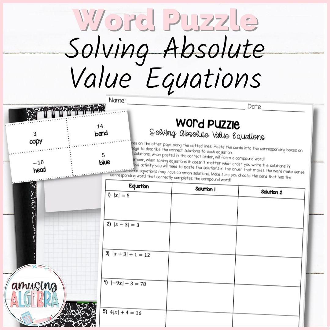Solving Absolute Value Equations Mystery Word Puzzle