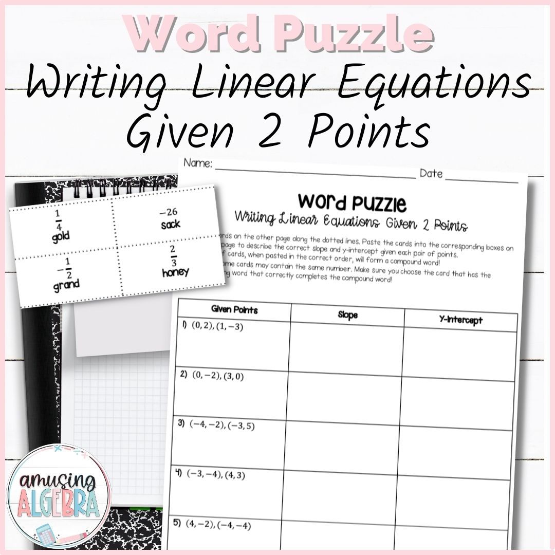 Writing Linear Equations Given 2 Points Mystery Word Puzzle