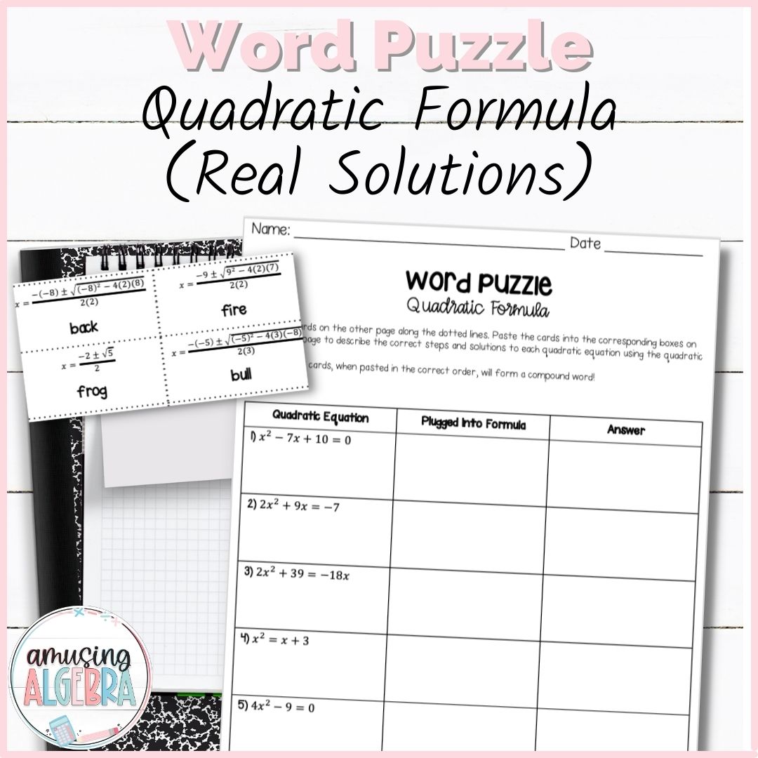 Quadratic Formula Mystery Word Puzzle