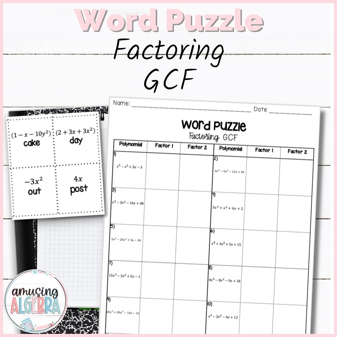 Factoring GCF Mystery Word Puzzle