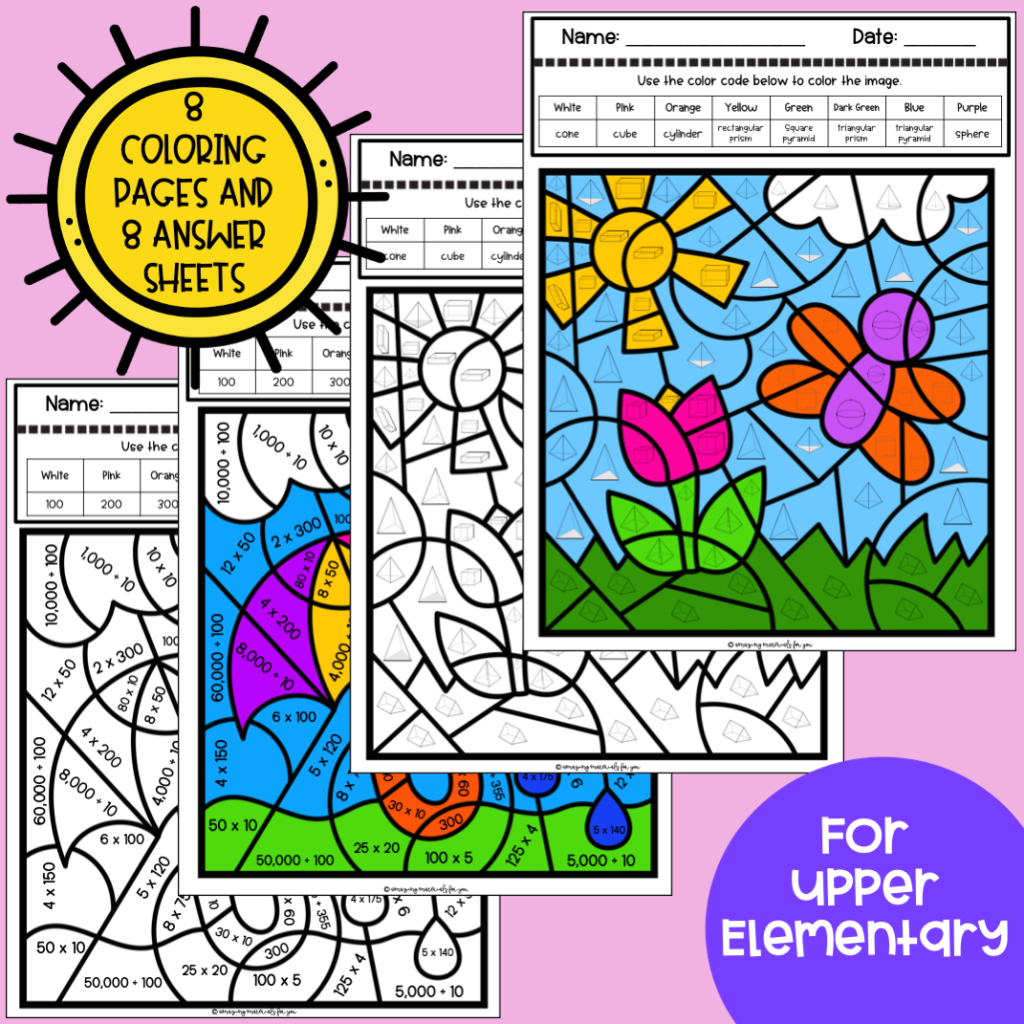 Spring Math Coloring Worksheets 5th Grade Color By Code Early Finishers ...