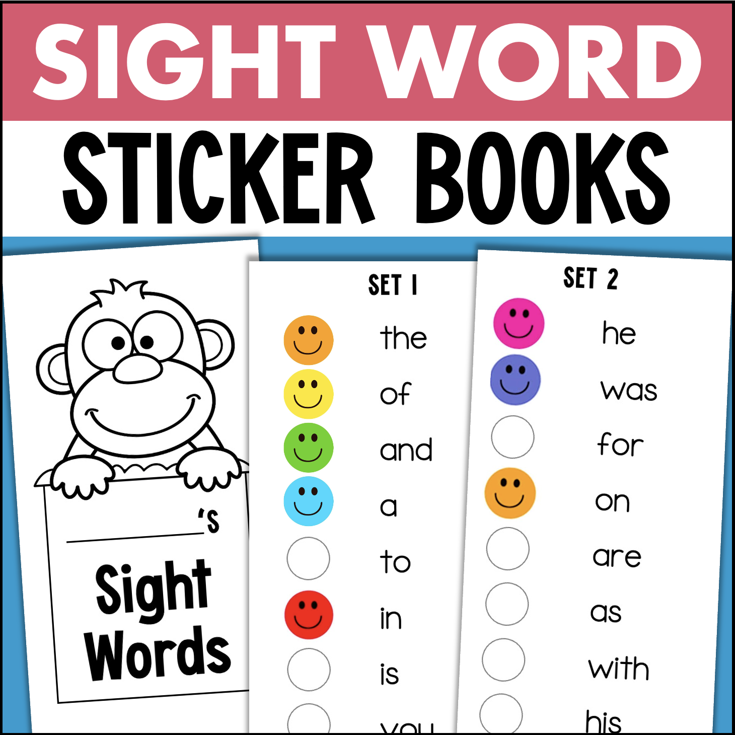 Sight Word Sticker Books EDITABLE Fry Dolch Oxford Word Lists