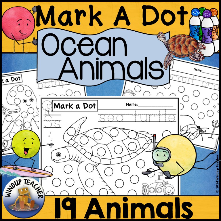 Ocean Animals Do-A-Dot Marker Printable Activity - Bingo Dot Dauber Worksheets