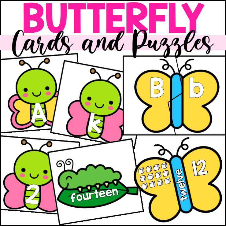 Butterfly Alphabet and Number Flash Cards and Puzzles