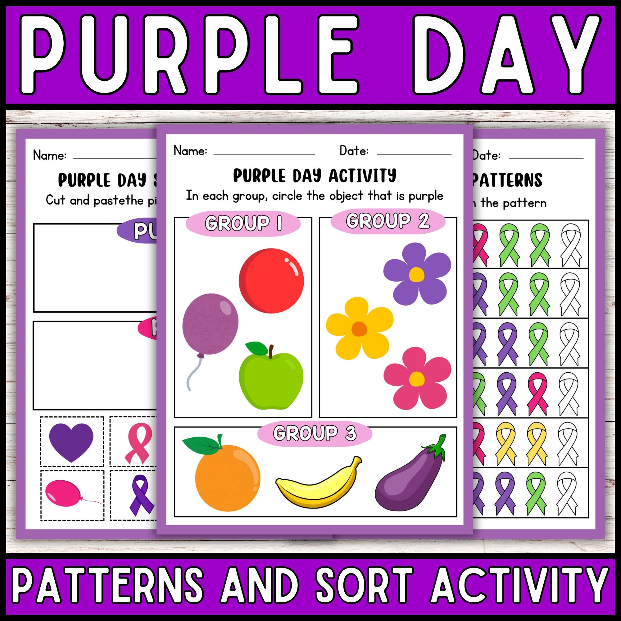 Epilepsy Awareness Day Worksheets | Purple Ribbon Activities