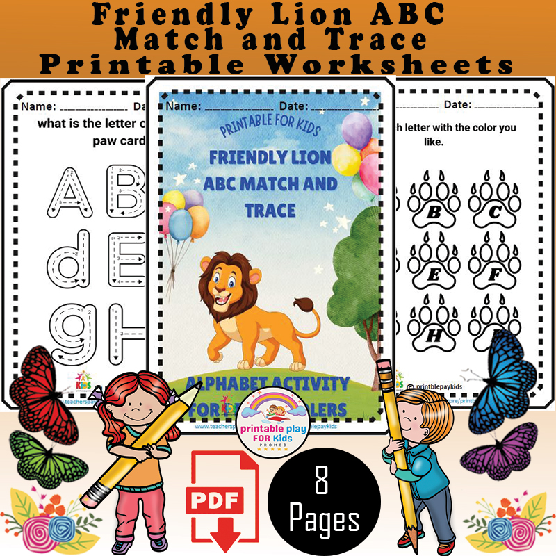 Friendly Lion ABC Match and Trace – Alphabet Activity