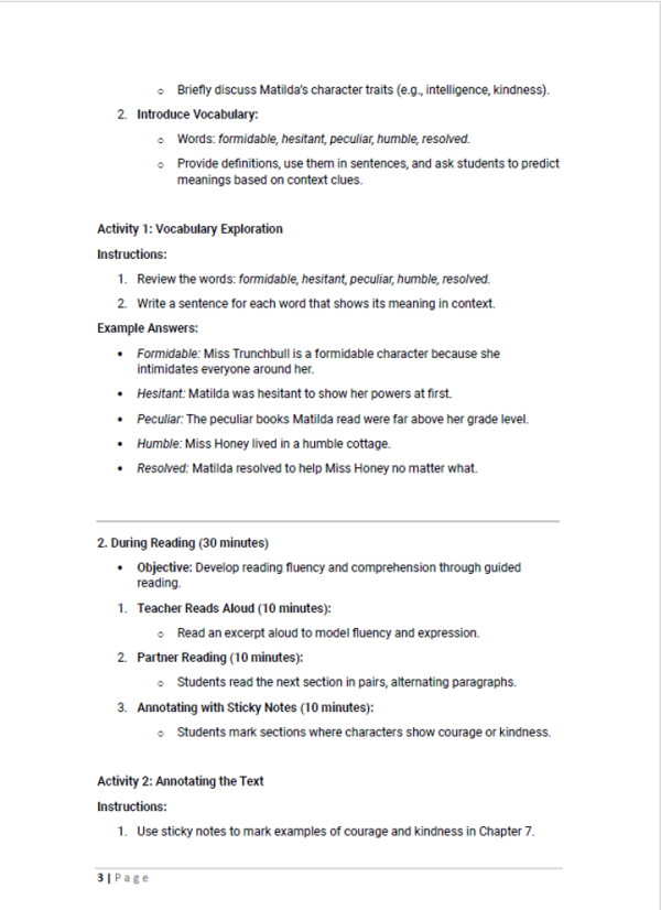 Guided Reading Lesson Plan & Activities for Grade 5 - Made By Teachers