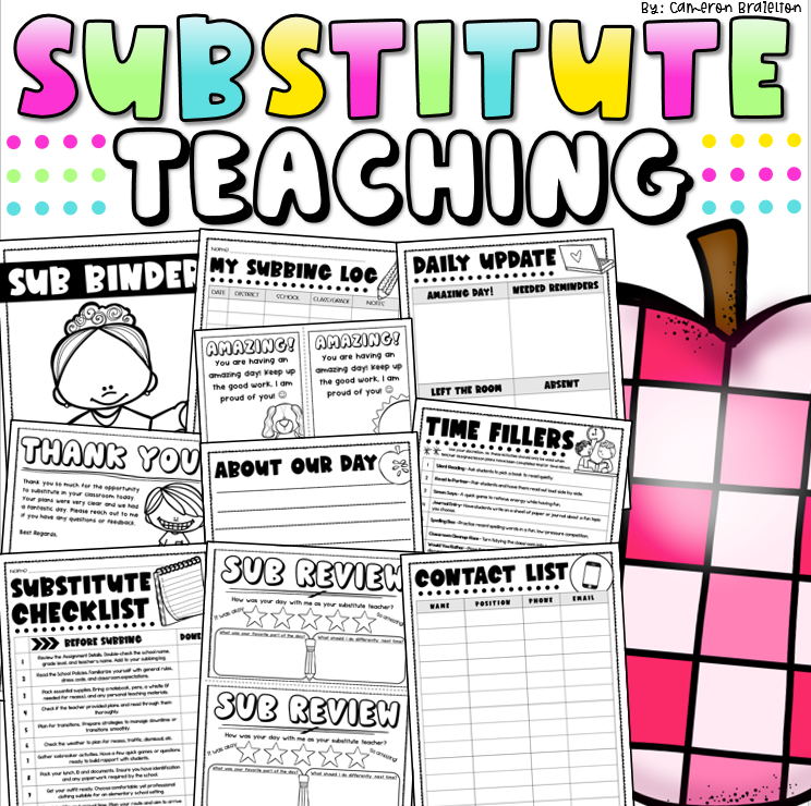 Substitute Teacher Binder Forms and Activities Survival Kit
