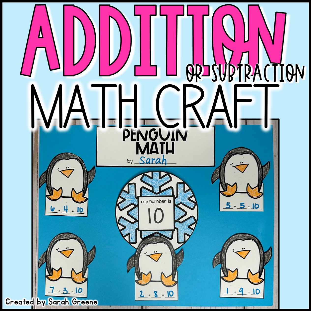 Penguin Addition or Subtraction Math Craft