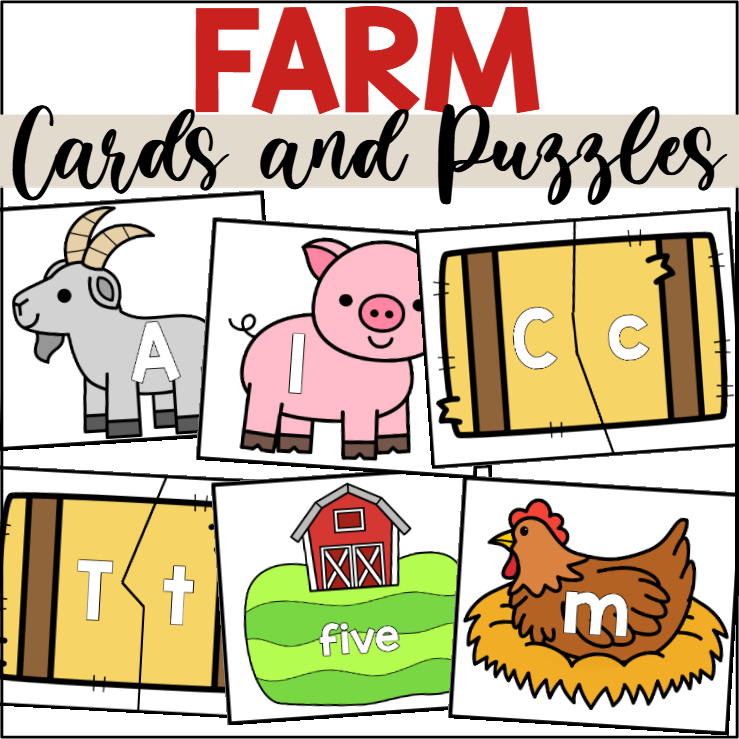 Farm Alphabet and Number Flash Cards and Puzzles