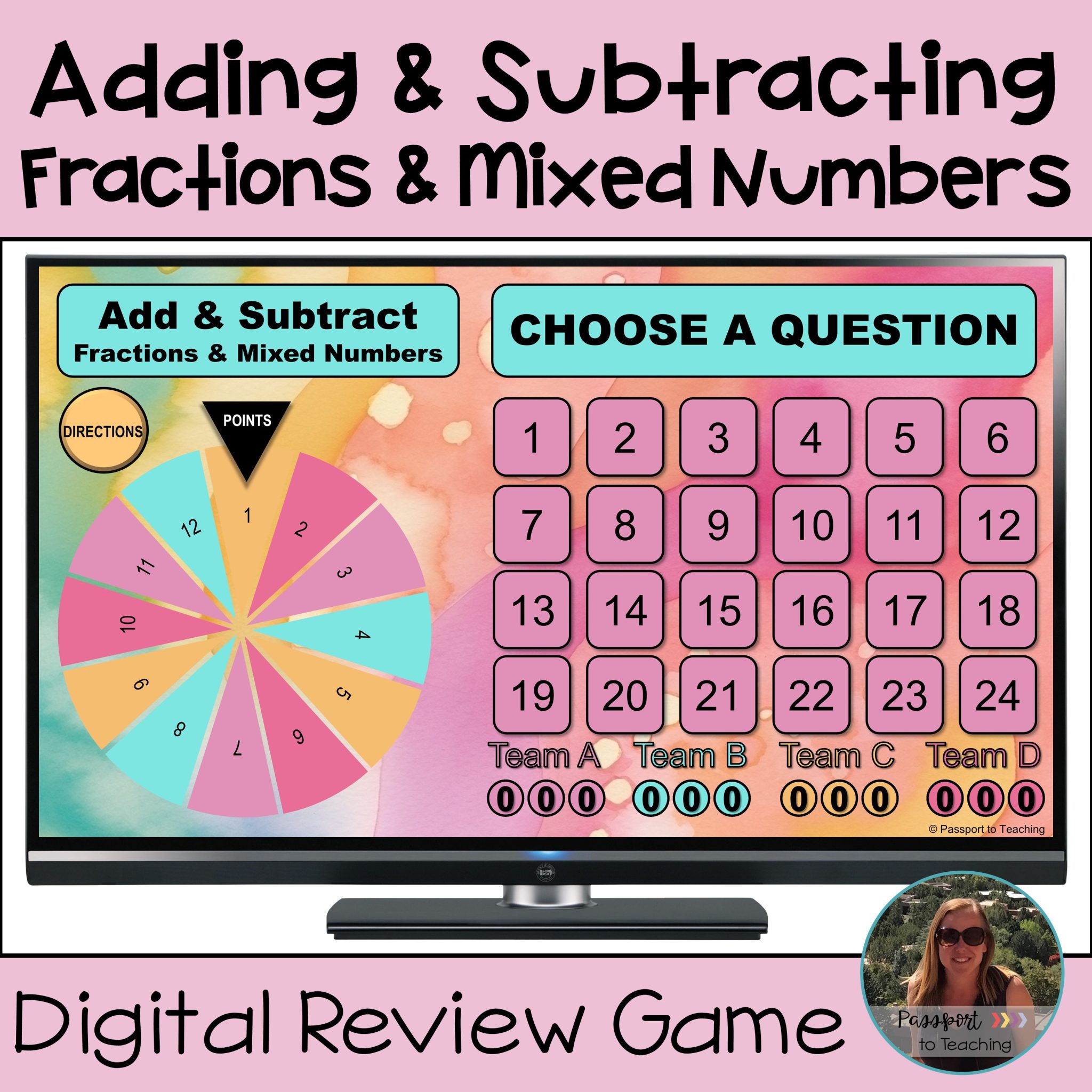 Adding and Subtracting Fractions & Mixed Numbers Digital Activity Game ...