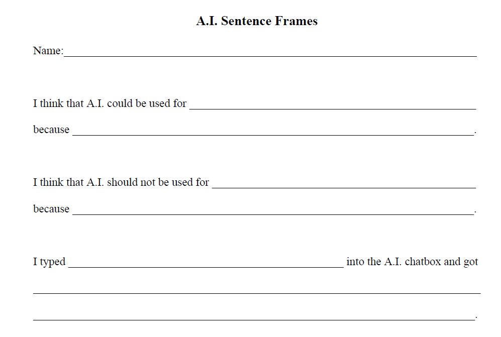 A.I. Sentence Frames