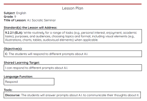 A.I. Socratic Seminar Lesson Plan