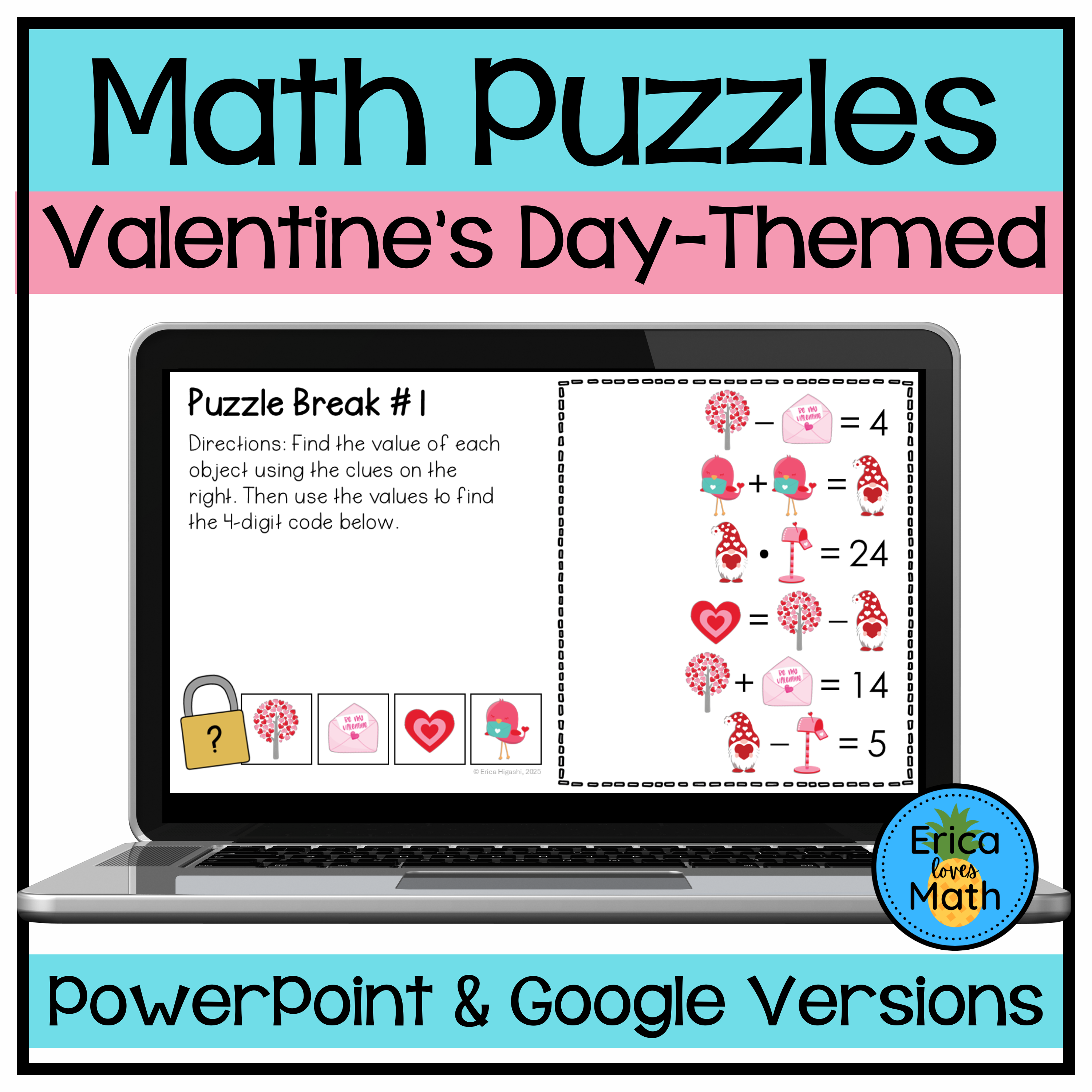 Math Logic Puzzle Activity for Valentine’s Day Brain Break