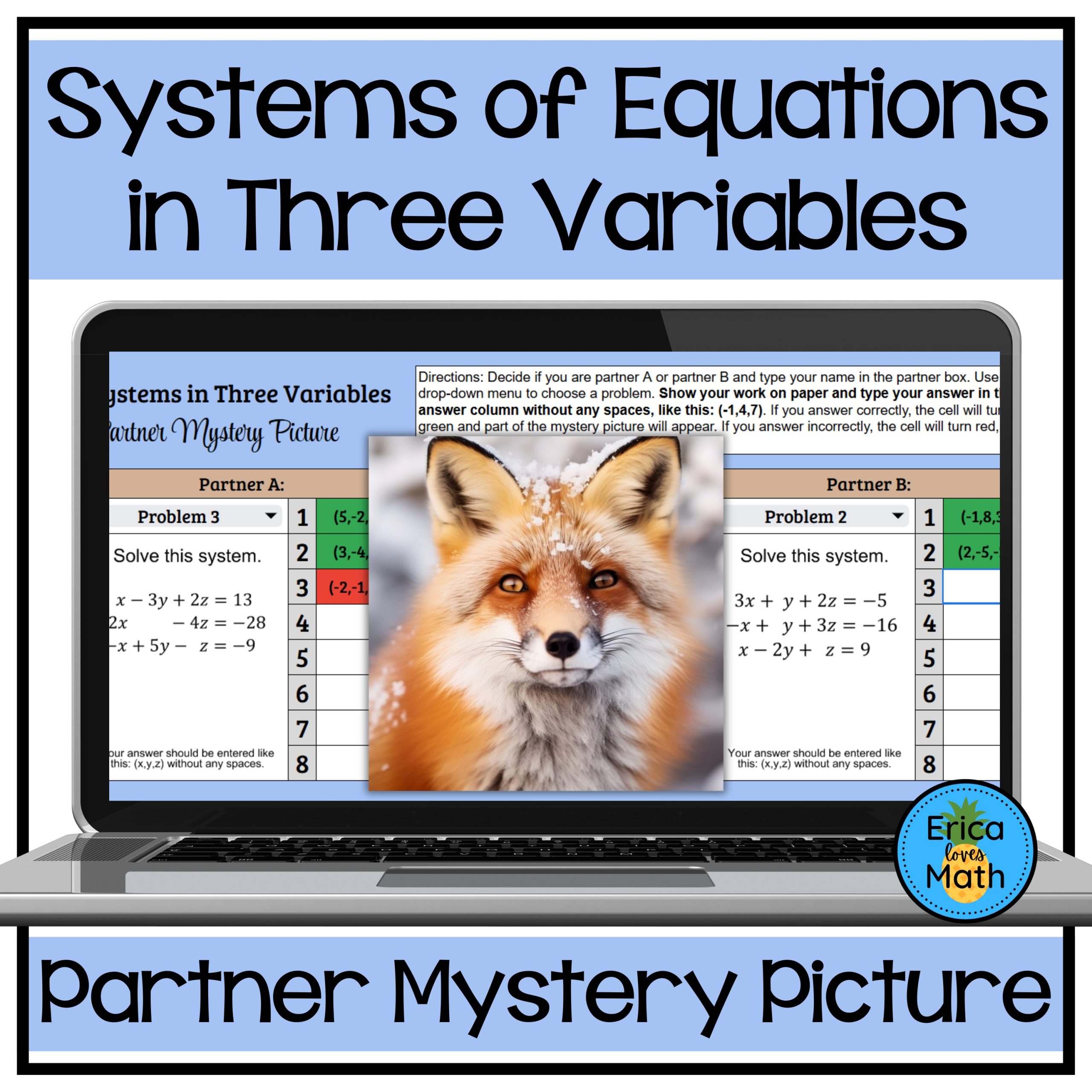 Solving Systems of Equations in Three Variables Digital Partner Activity