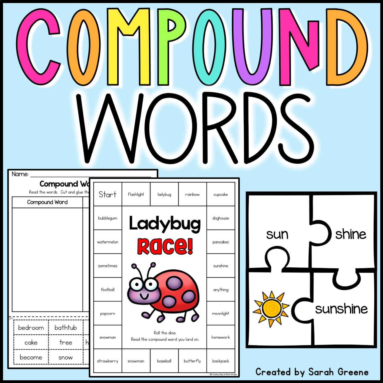 Compound Words Centers, Worksheets, and Craft