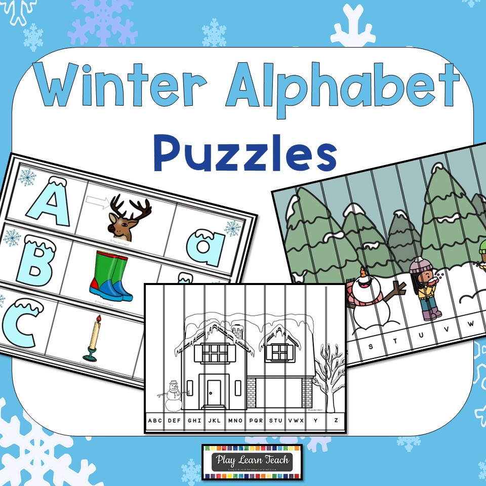 Winter Alphabet Puzzles Uppercase and Lowercase Match and Sequence