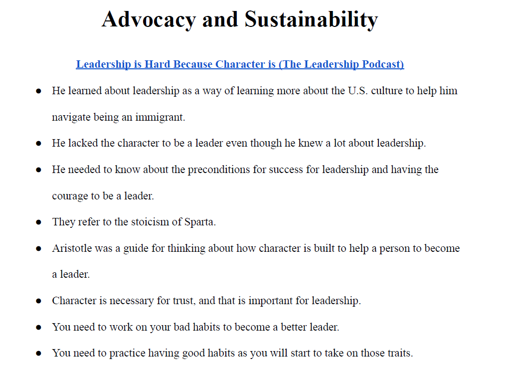 Advocacy and Sustainability in Education Notes