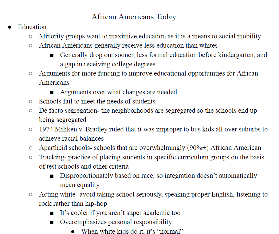 African Americans Today Notes