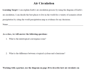 Air Circulation Worksheet