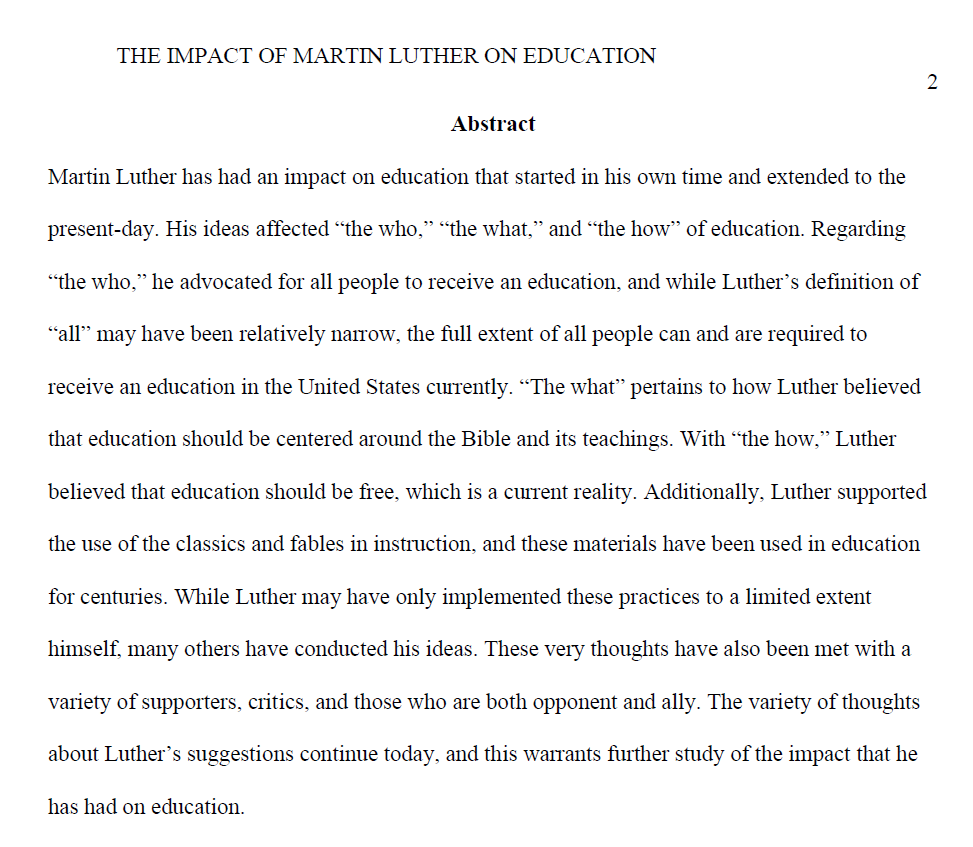 Analysis of the Impact of Martin Luther on Education