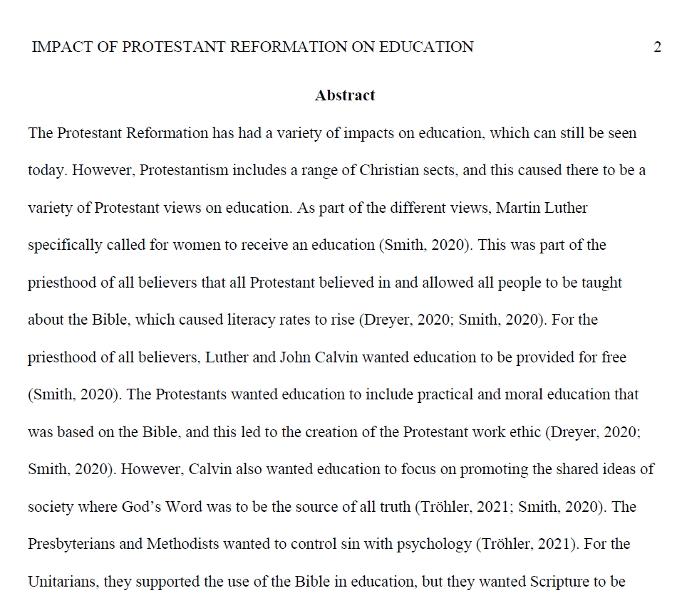 Analysis of the Impact of the Protestant Reformation on Education