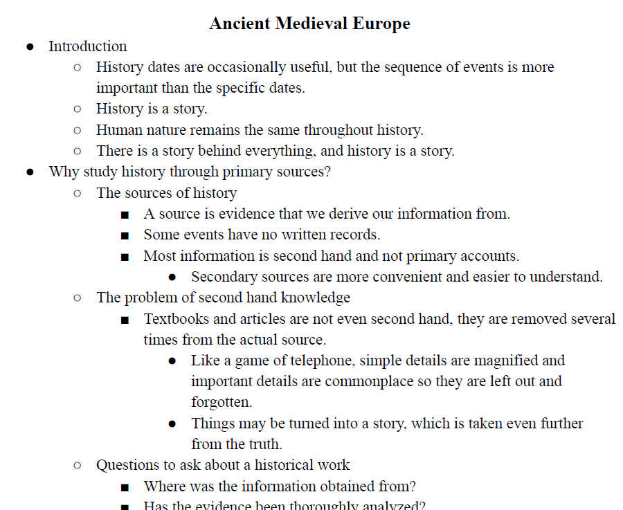 Ancient Medieval Europe Notes