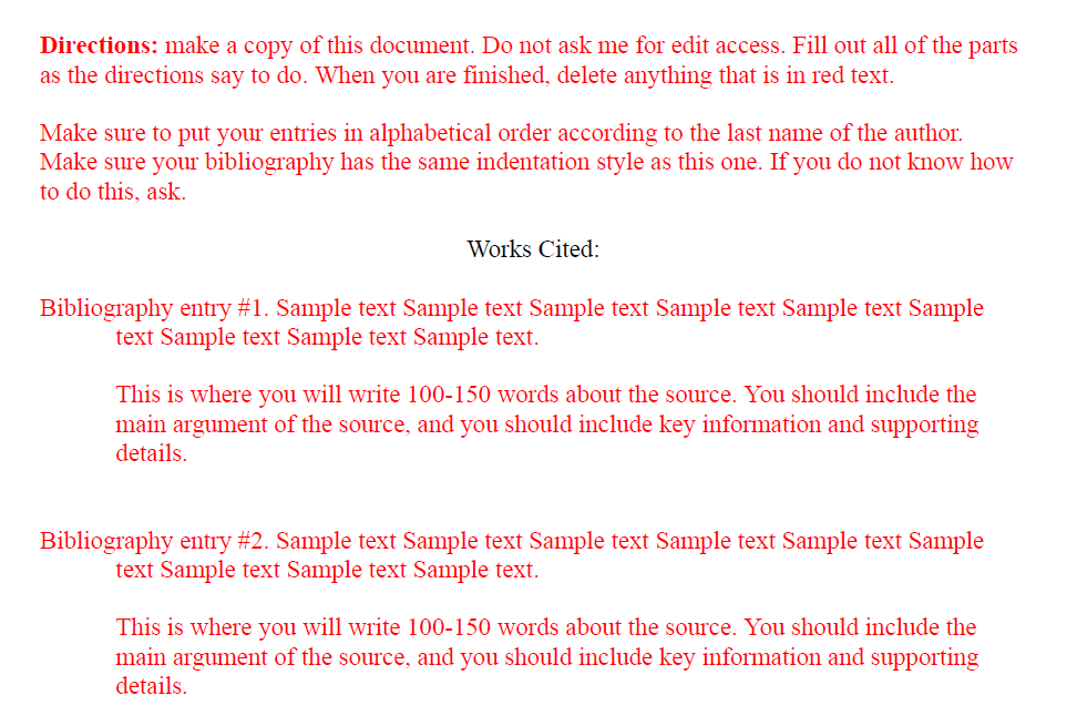 Annotated Bibliography Template