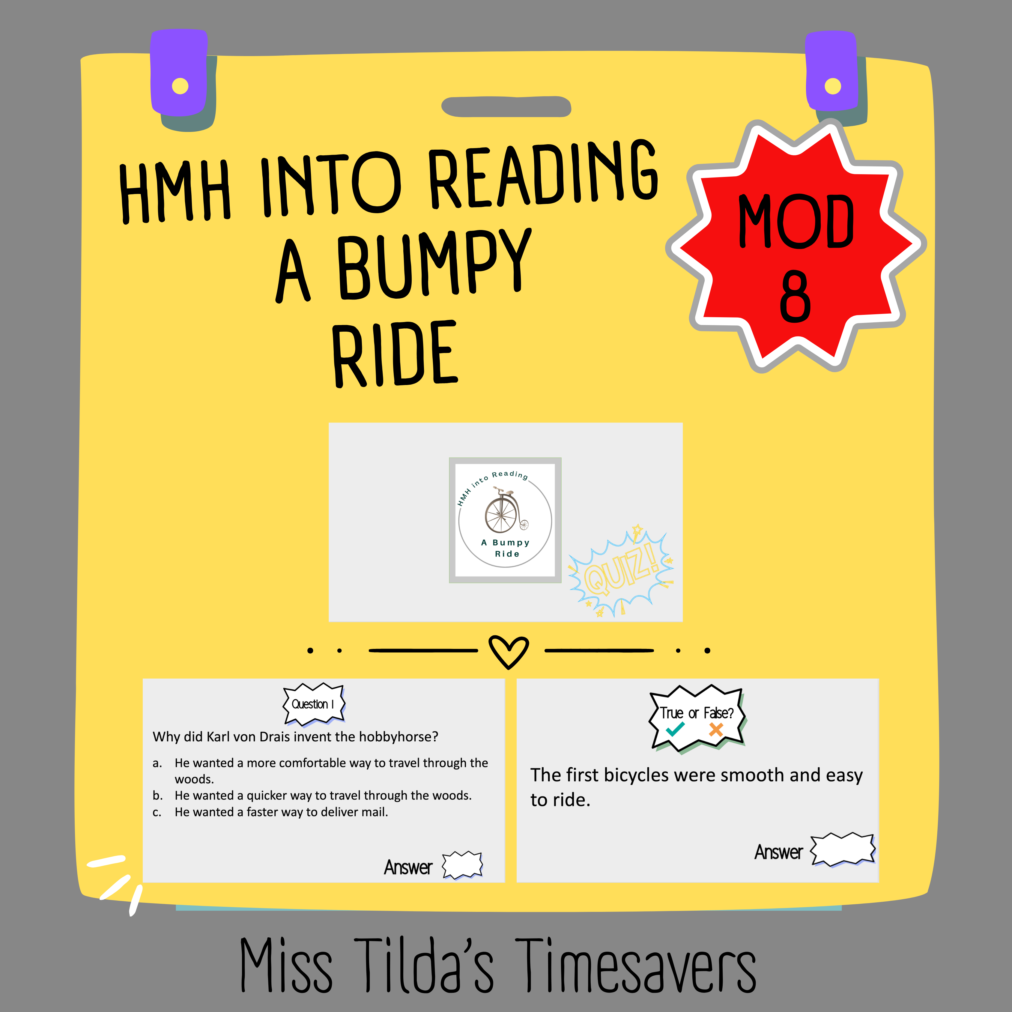 A Bumpy Ride Quiz - Grade 3 HMH into Reading