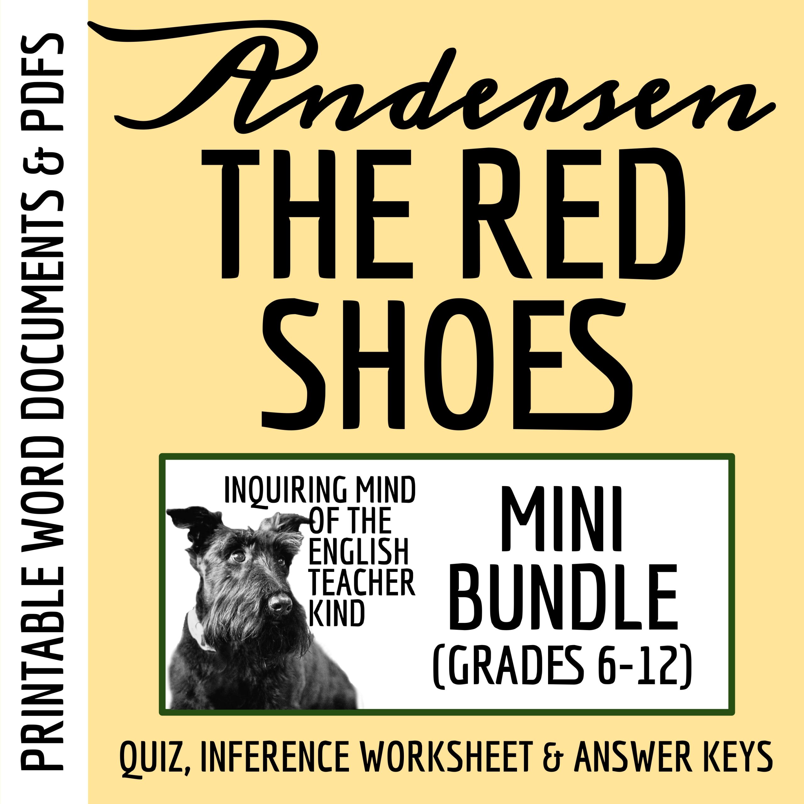 "The Red Shoes" by Hans Christian Andersen Quiz and Close Reading Worksheet (Bundle)