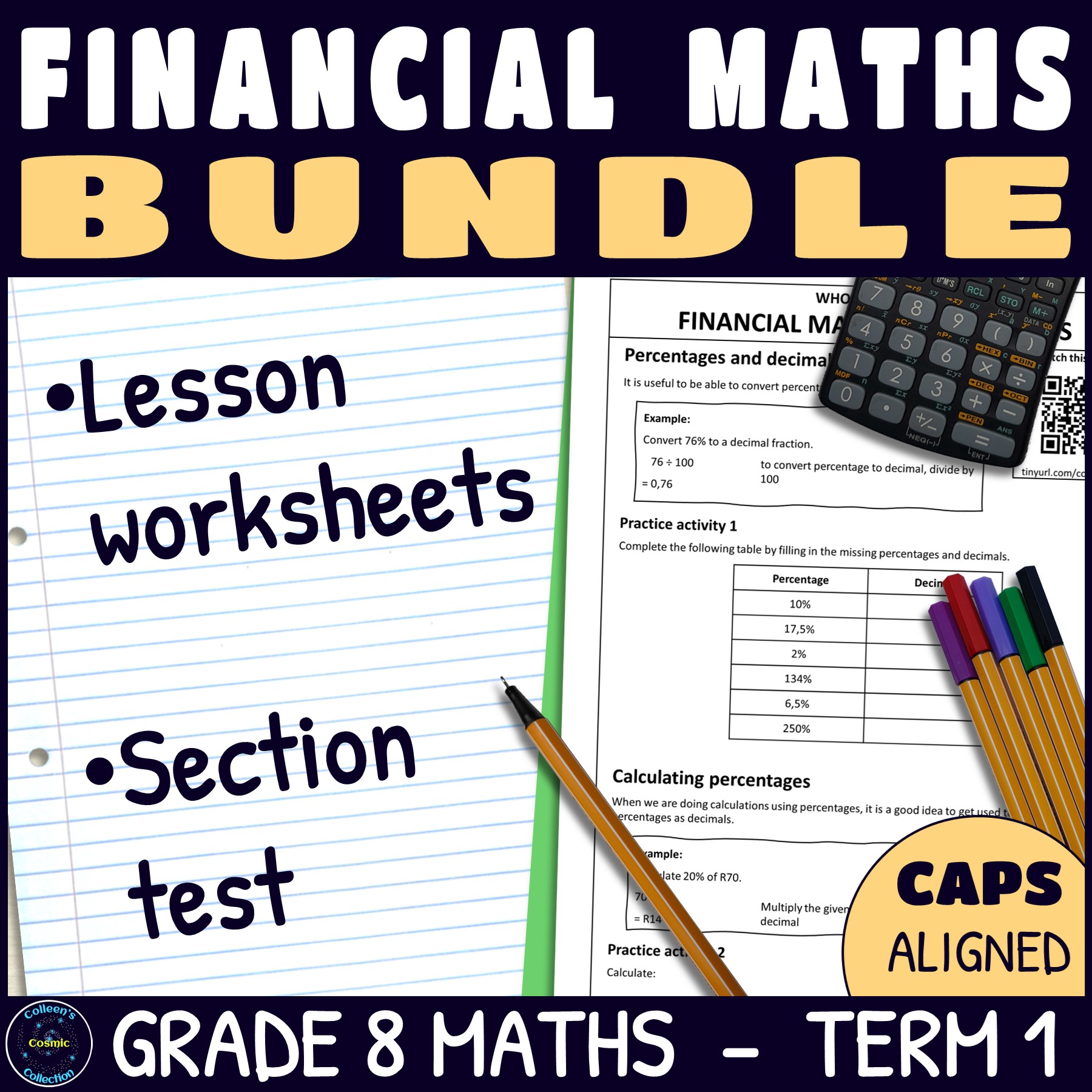 Grade 8 Maths Term 1 Financial Maths Lessons and Assessments BUNDLE - CAPS