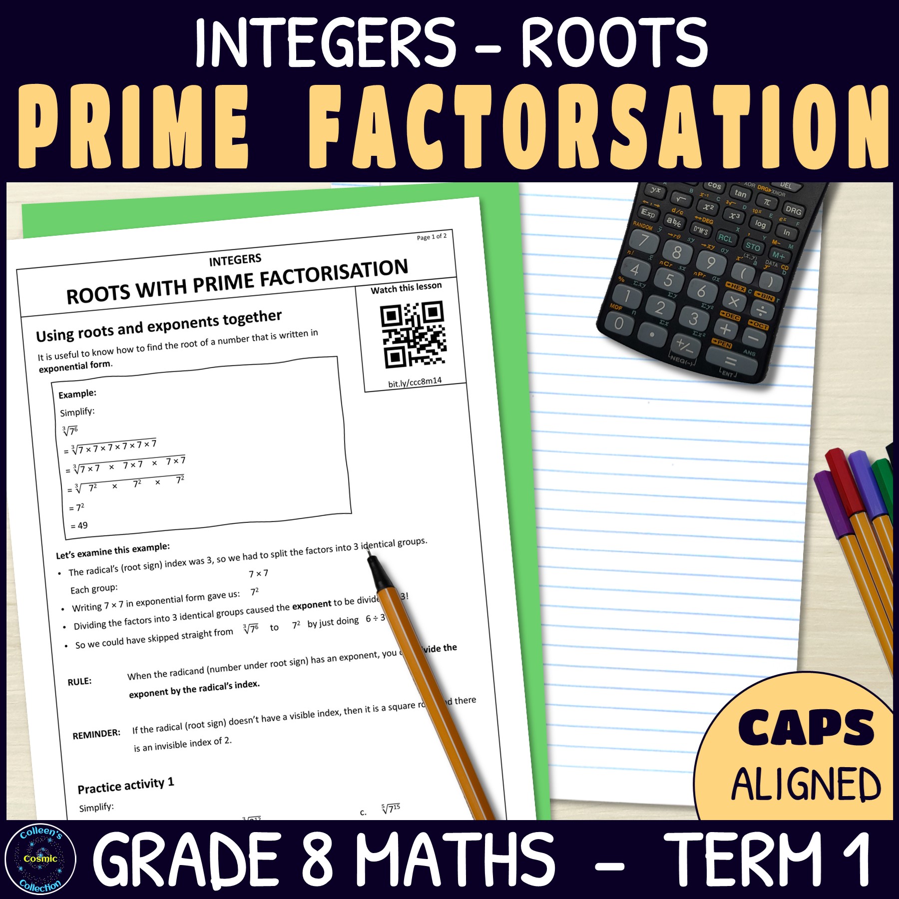 Roots with Prime Factorisation - Grade 8 Maths Term 1 Lesson 14 CAPS