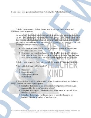 "Thank You, Ma'am" Quiz, Close Reading Inference Worksheet, and ...