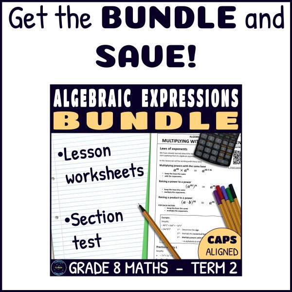Algebraic Expressions Test - Grade 8 Maths Term 2 Section Test 1 CAPS ...