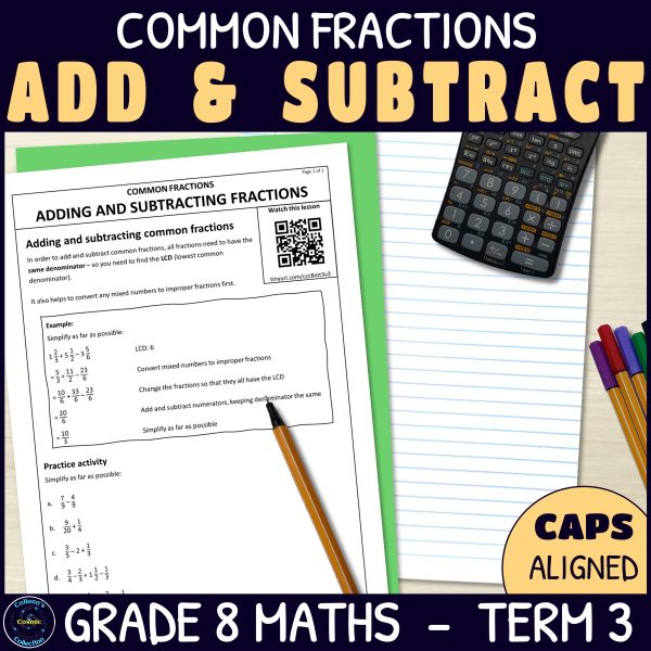 Adding and Subtracting Common Fractions - Grade 8 Maths Term 3 Lesson 3 ...