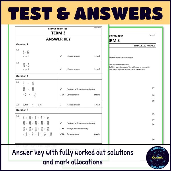 End of Term 3 Test - Grade 8 Maths Term 3 CAPS | Made By Teachers