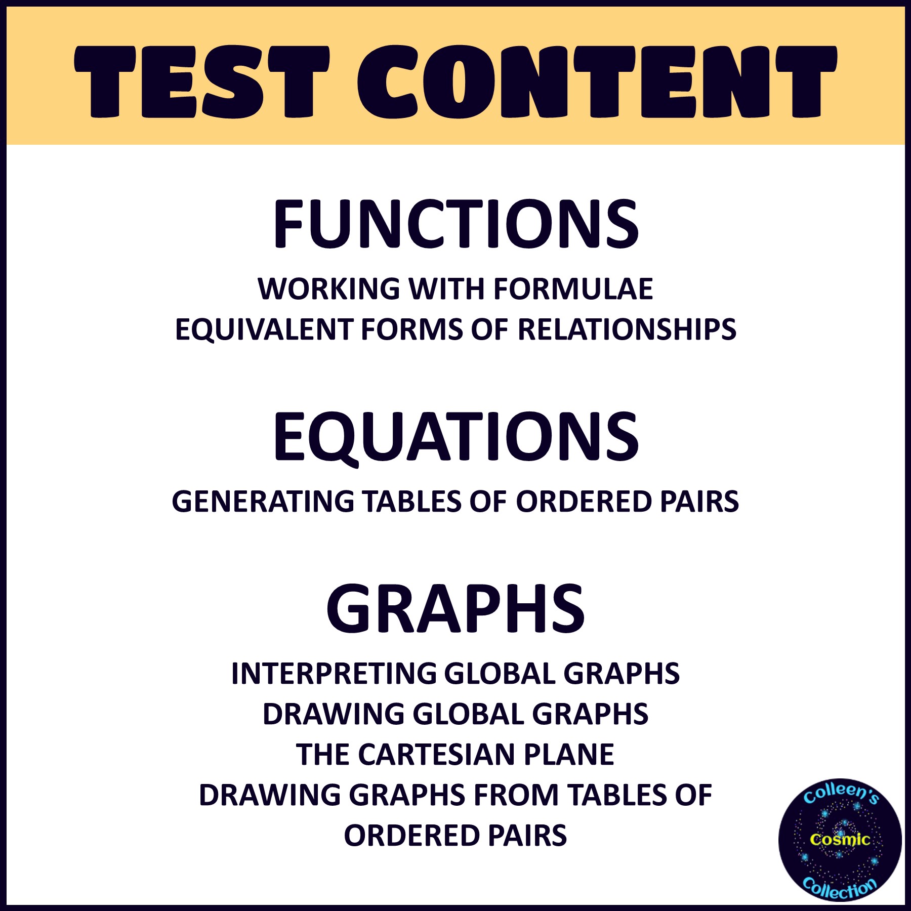 Functions Equations and Graphs Test - Grade 8 Maths Term 4 Section Test ...